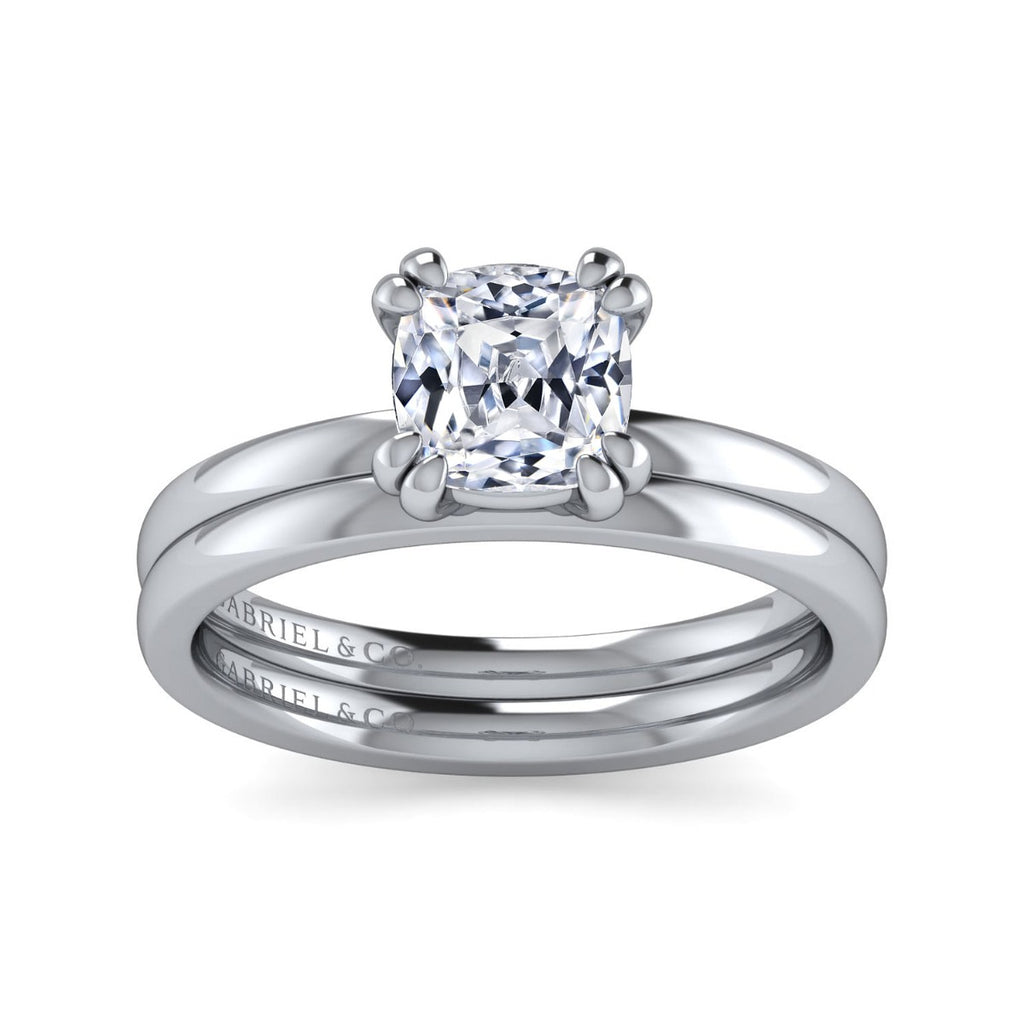 Paula - 14K White Gold Cushion Cut Diamond Engagement Ring