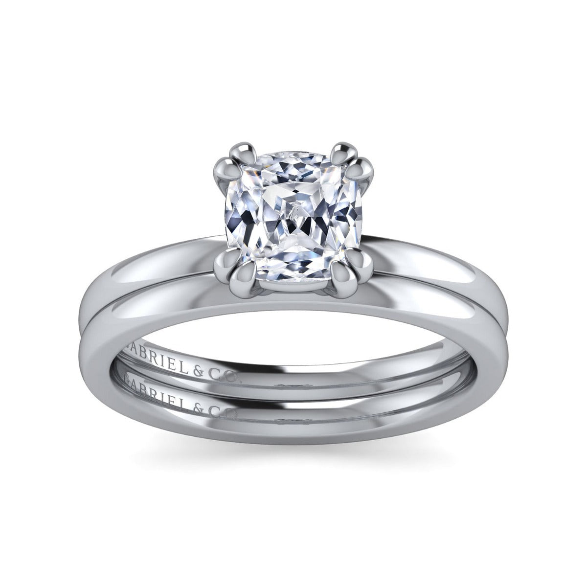 Paula - 14K White Gold Cushion Cut Diamond Engagement Ring
