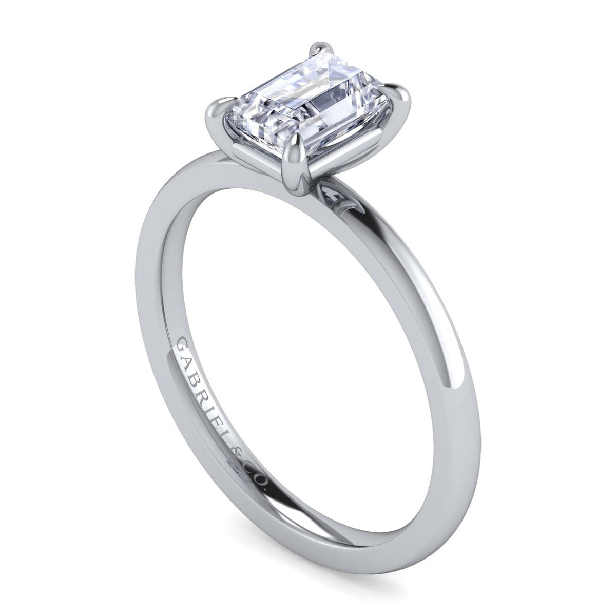 Paula - 14K White Gold Emerald Cut Semi-Mount Ring