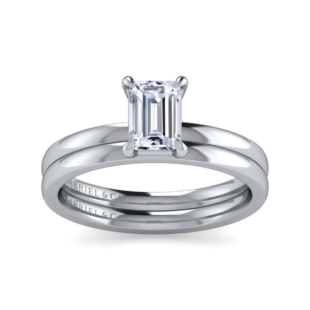 Paula - 14K White Gold Emerald Cut Semi-Mount Ring