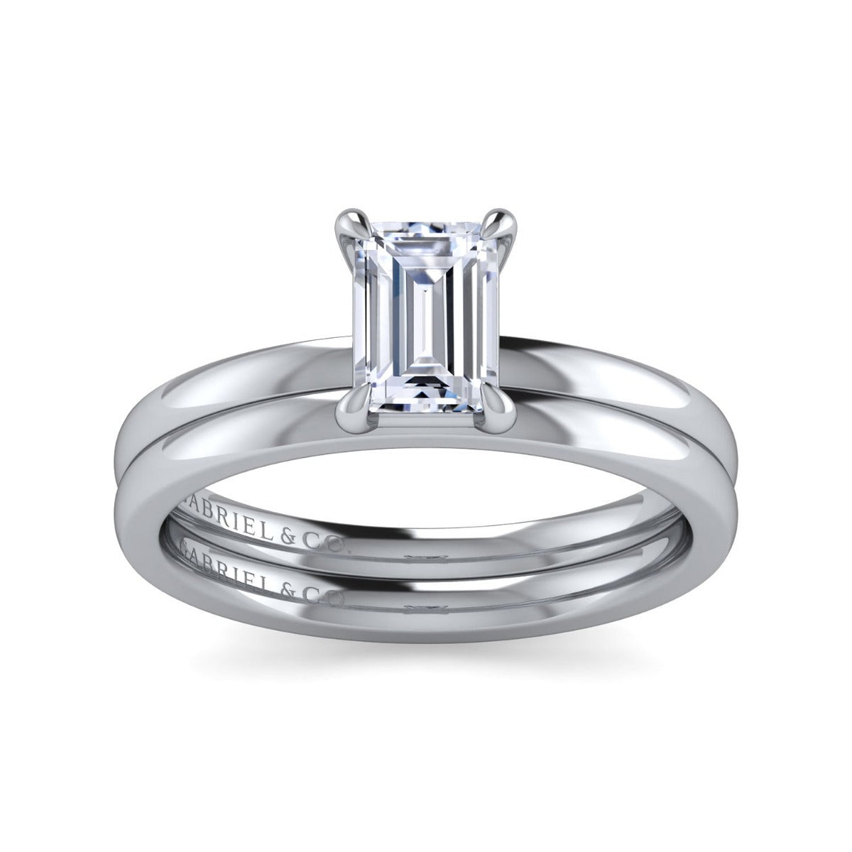 Paula - 14K White Gold Emerald Cut Semi-Mount Ring