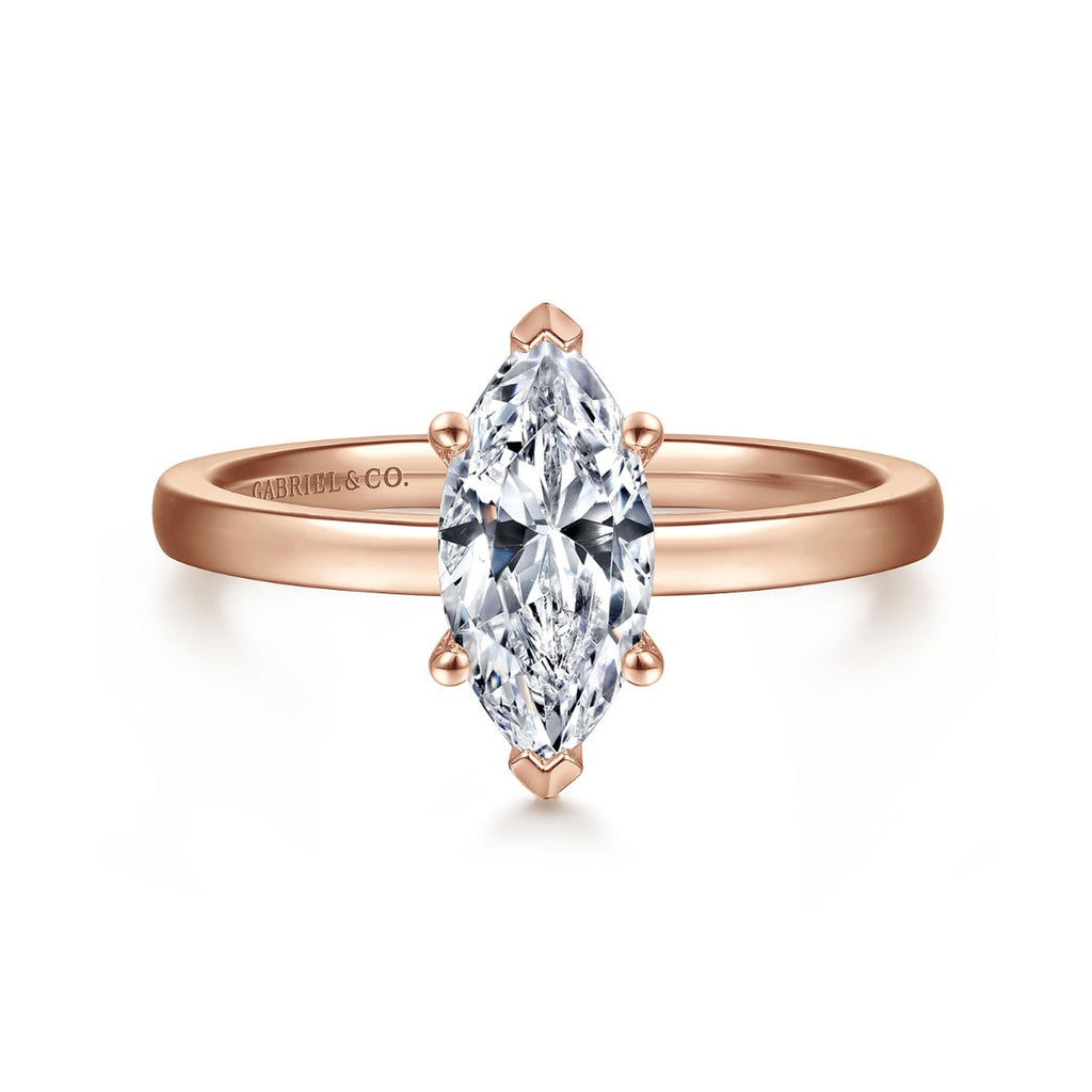 Paula - 14K Rose Gold Marquise Semi-Mount Ring