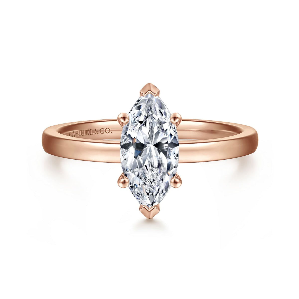 Paula - 14K Rose Gold Marquise Semi-Mount Ring