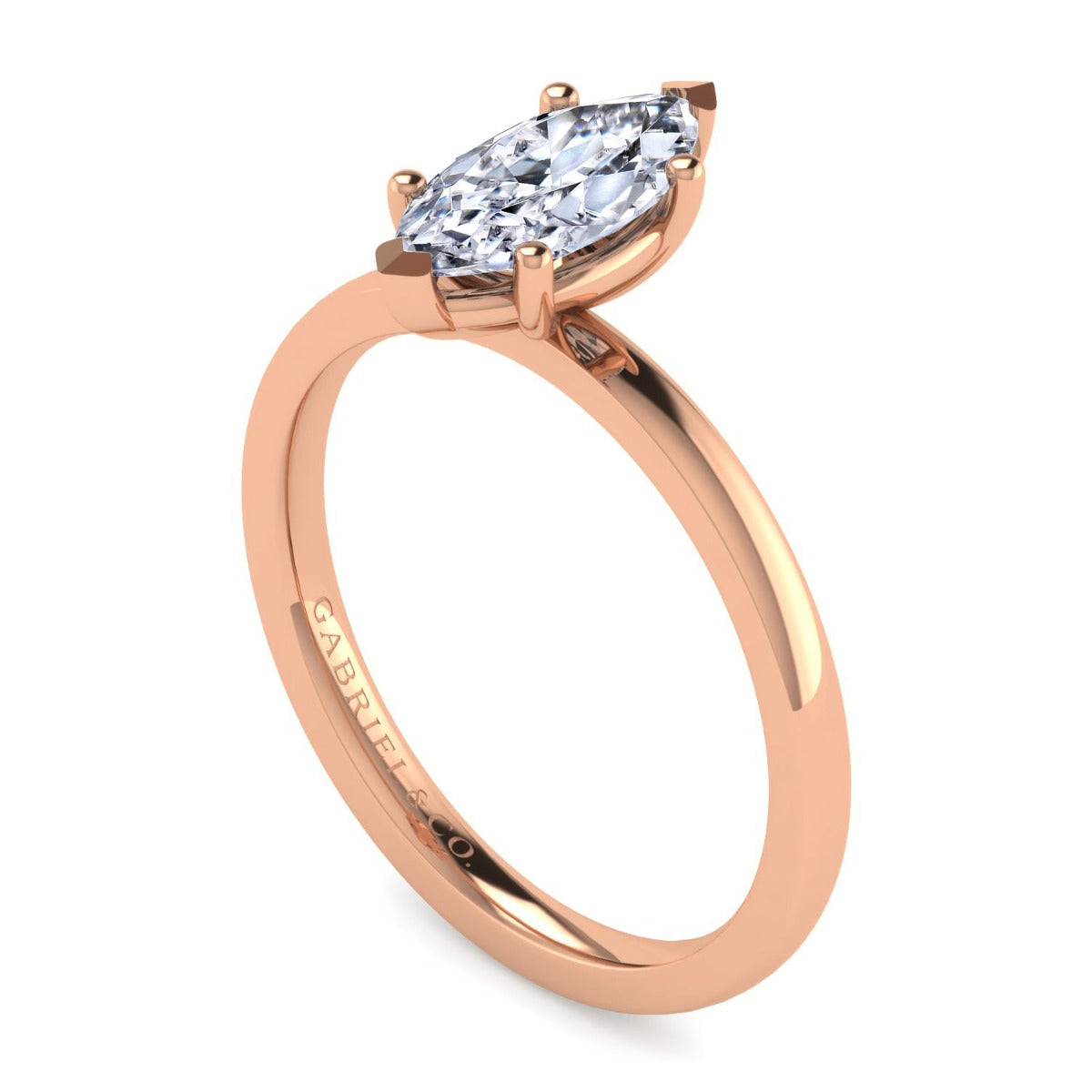 Paula - 14K Rose Gold Marquise Semi-Mount Ring