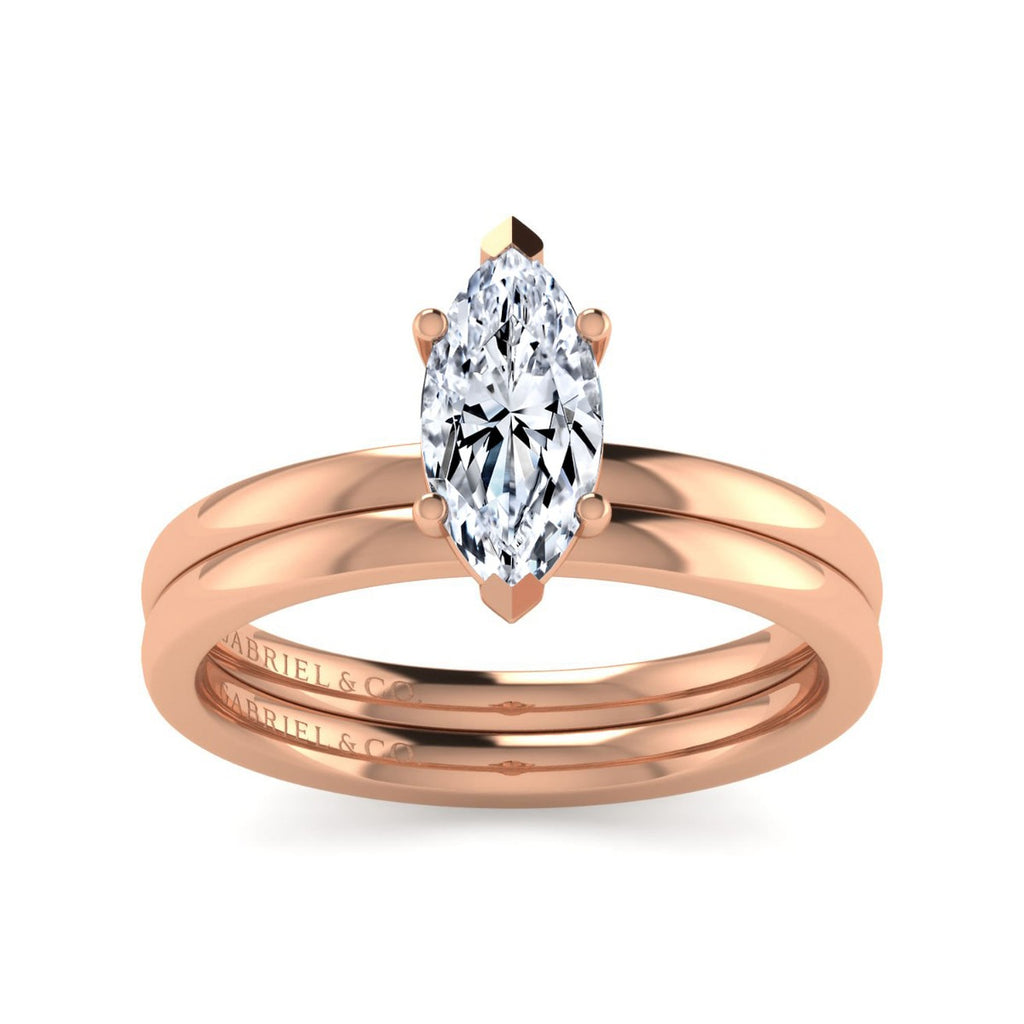 Paula - 14K Rose Gold Marquise Semi-Mount Ring