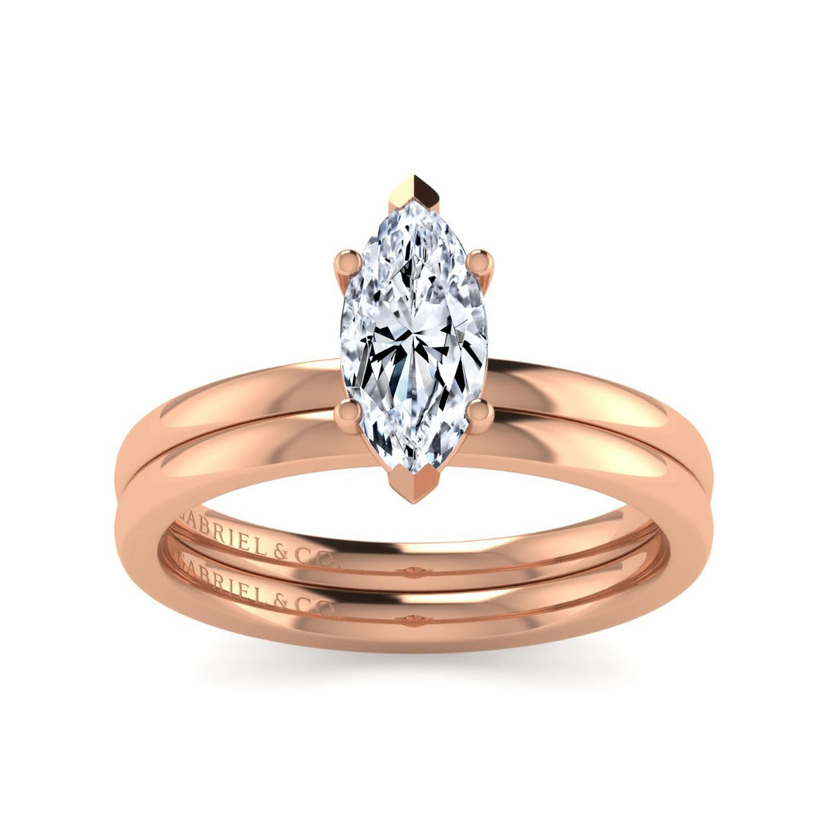 Paula - 14K Rose Gold Marquise Semi-Mount Ring