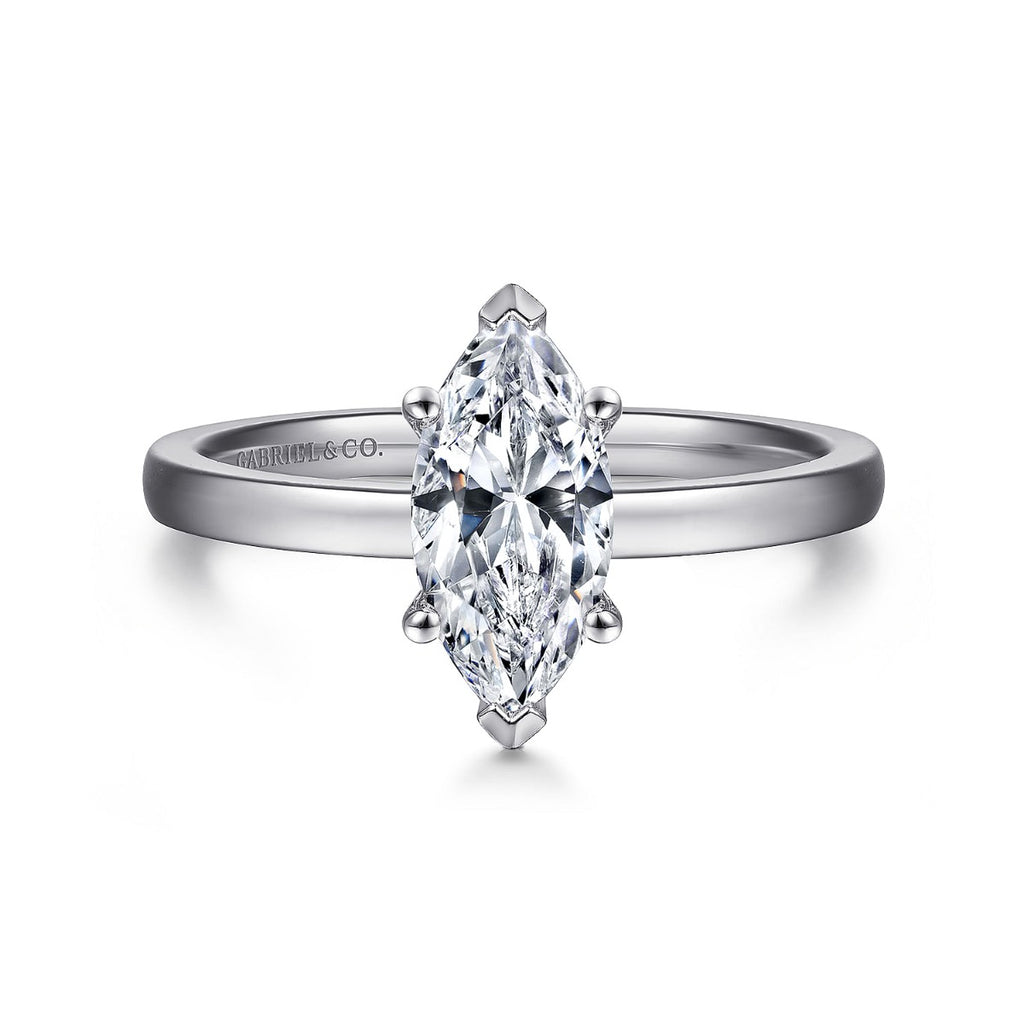 Paula - 14K White Gold Marquise Semi-Mount Ring