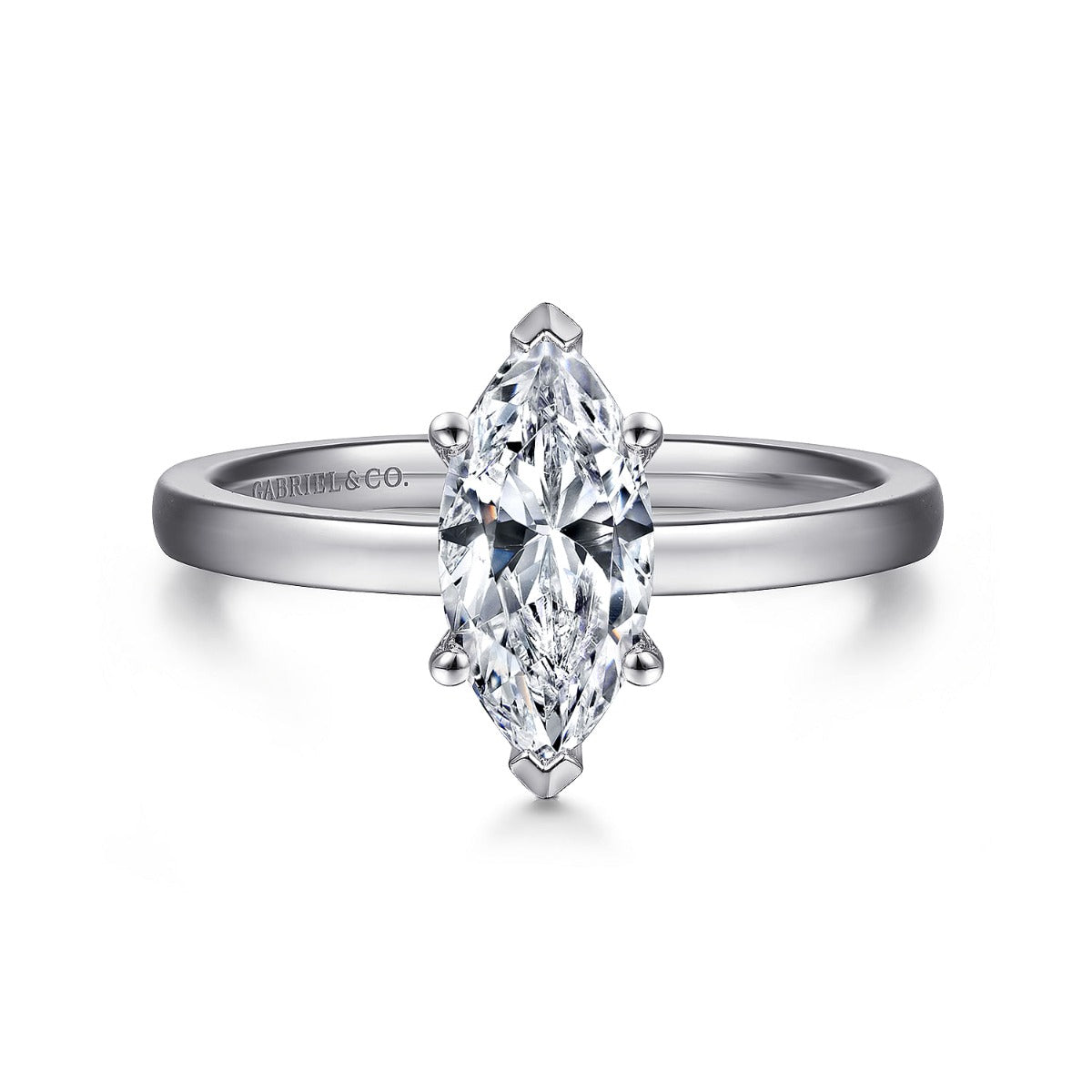 Paula - 14K White Gold Marquise Semi-Mount Ring