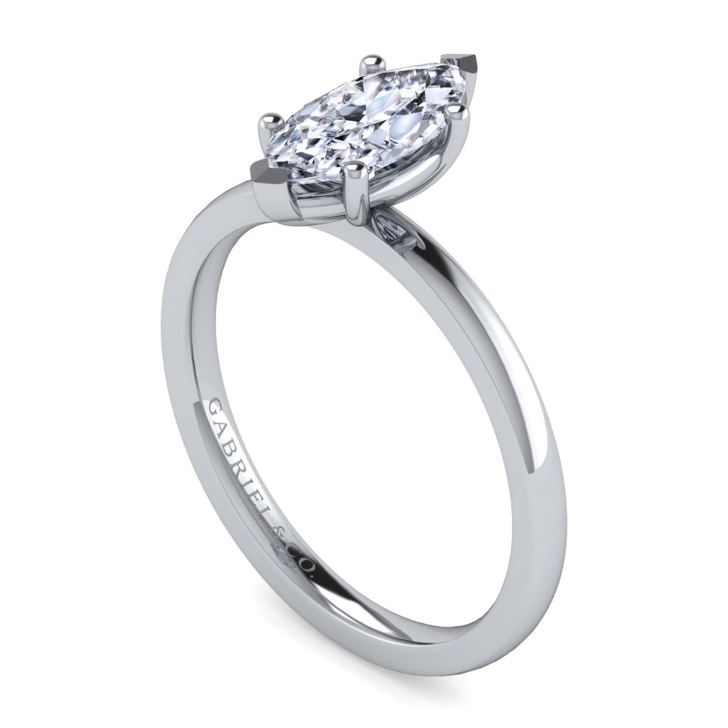 Paula - 14K White Gold Marquise Semi-Mount Ring