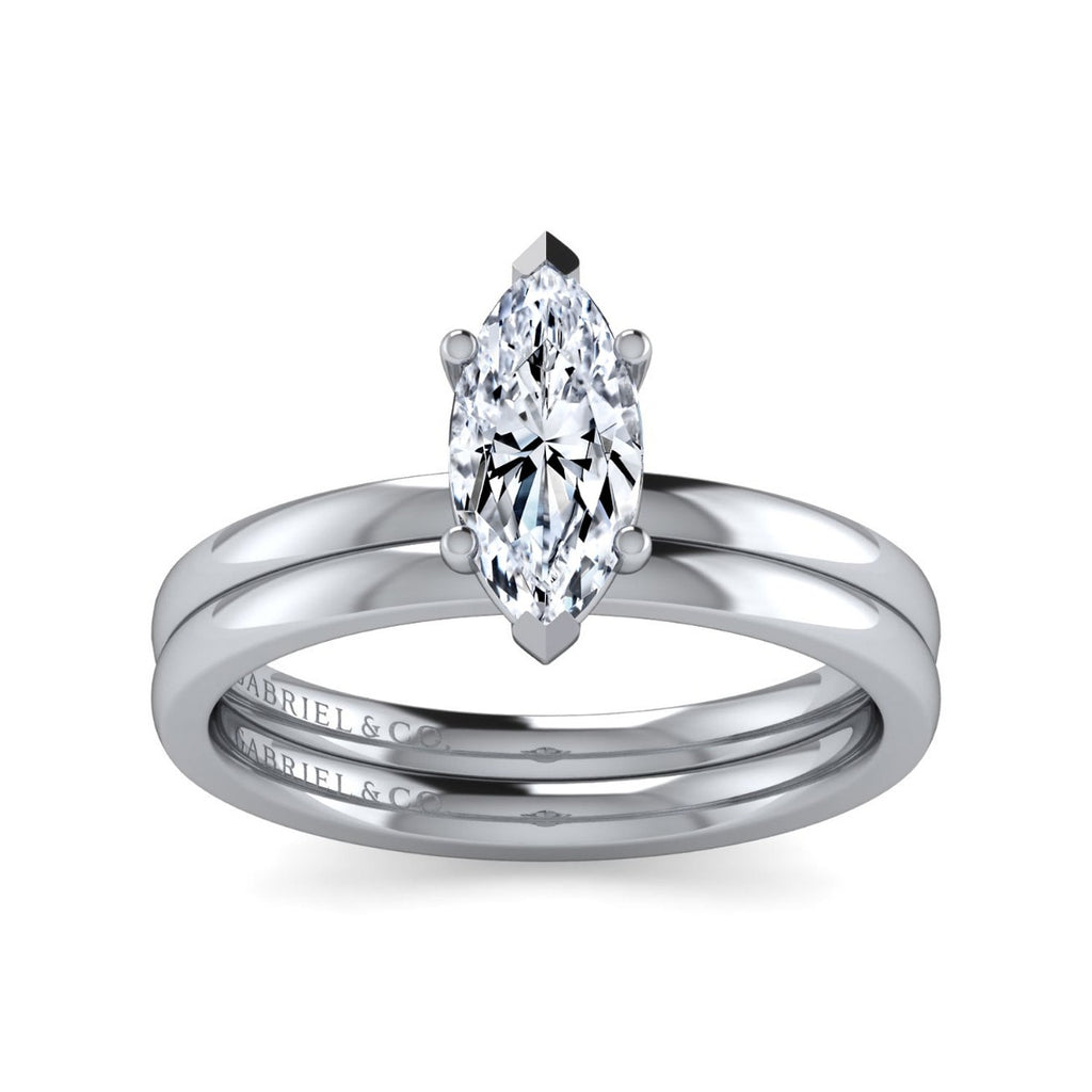 Paula - 14K White Gold Marquise Semi-Mount Ring