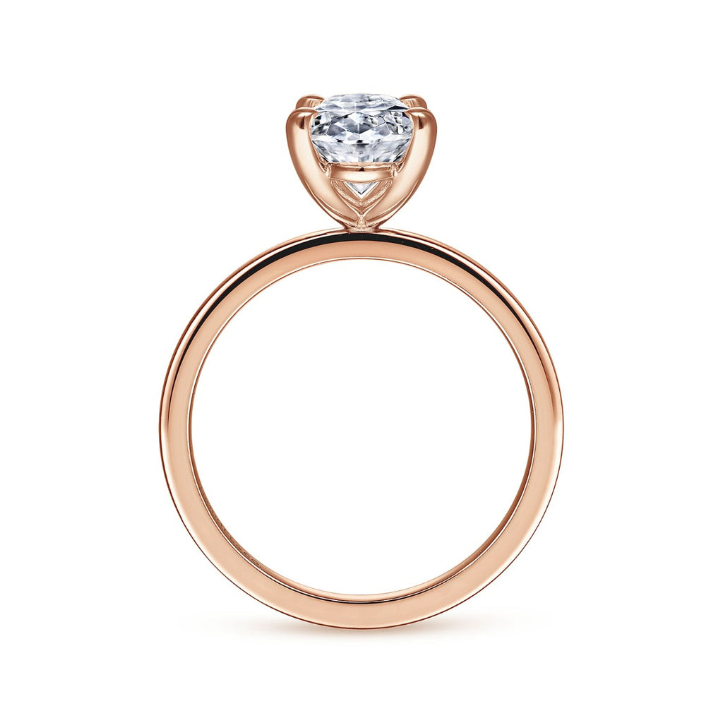 Paula - 14K Rose Gold Oval Diamond Semi-Mount Ring