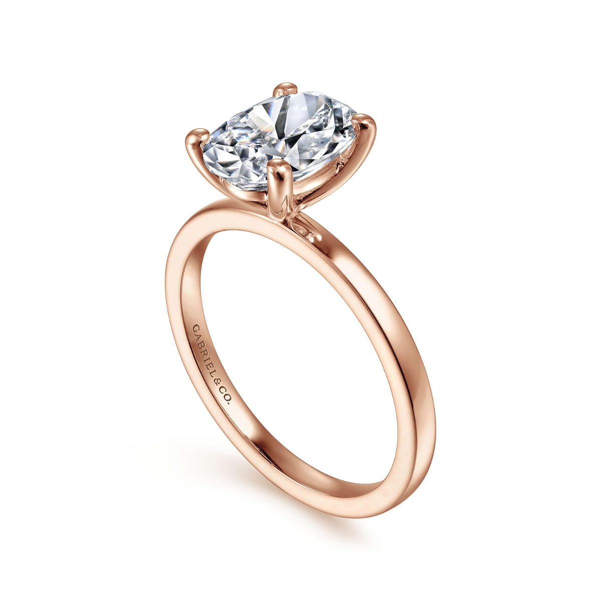 Paula - 14K Rose Gold Oval Diamond Semi-Mount Ring