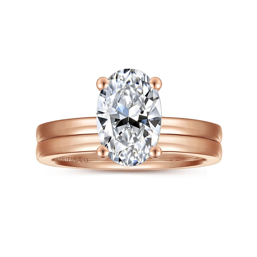 Paula - 14K Rose Gold Oval Diamond Semi-Mount Ring