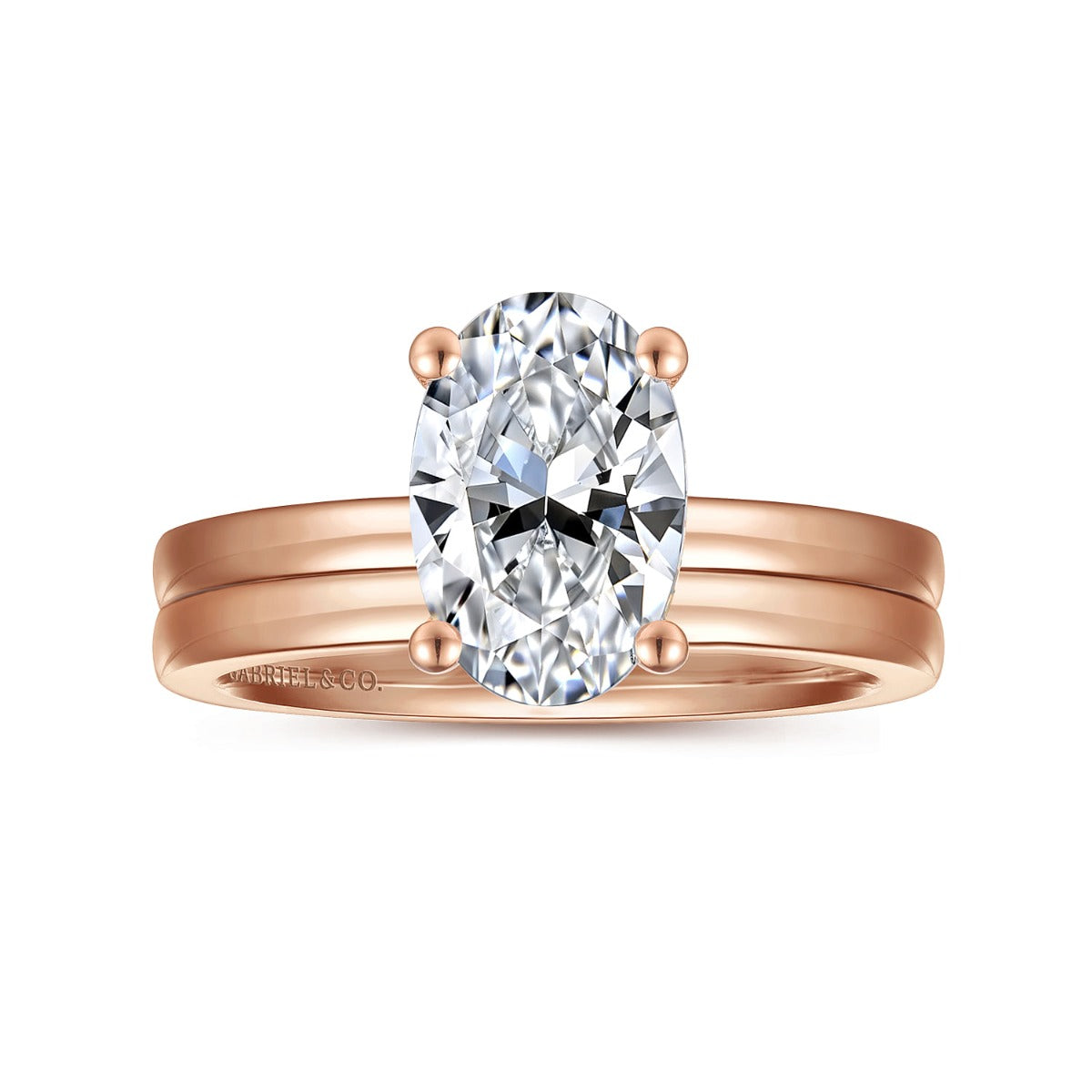 Paula - 14K Rose Gold Oval Diamond Semi-Mount Ring
