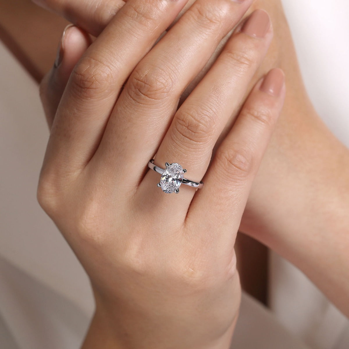 Paula - 14K White Gold Oval Diamond Engagement Ring