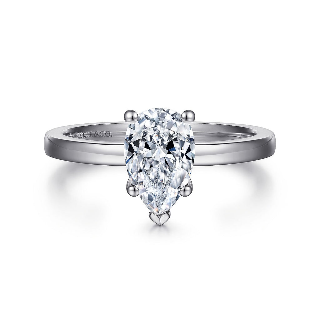 Paula - 14K White Gold Pear Shape Semi-Mount Ring