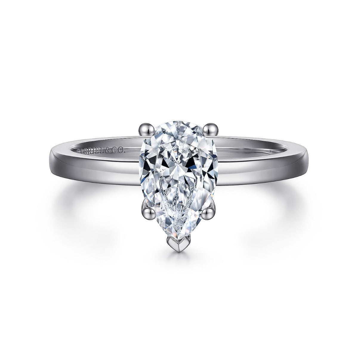 Paula - 14K White Gold Pear Shape Semi-Mount Ring