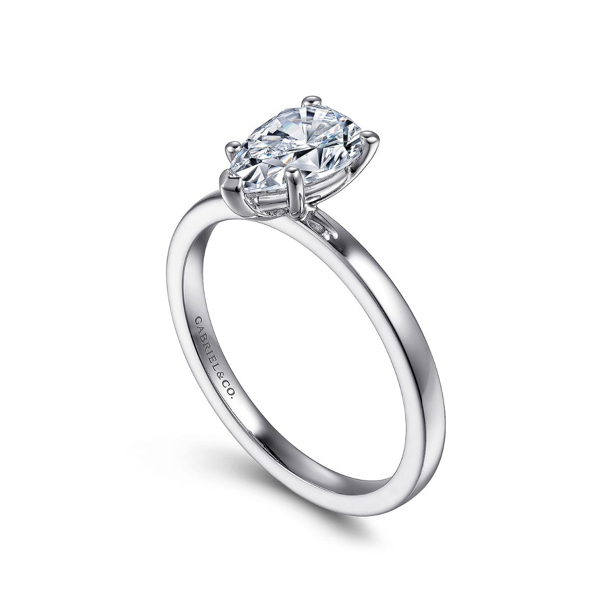 Paula - 14K White Gold Pear Shape Semi-Mount Ring