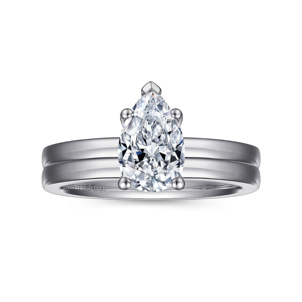 Paula - 14K White Gold Pear Shape Semi-Mount Ring