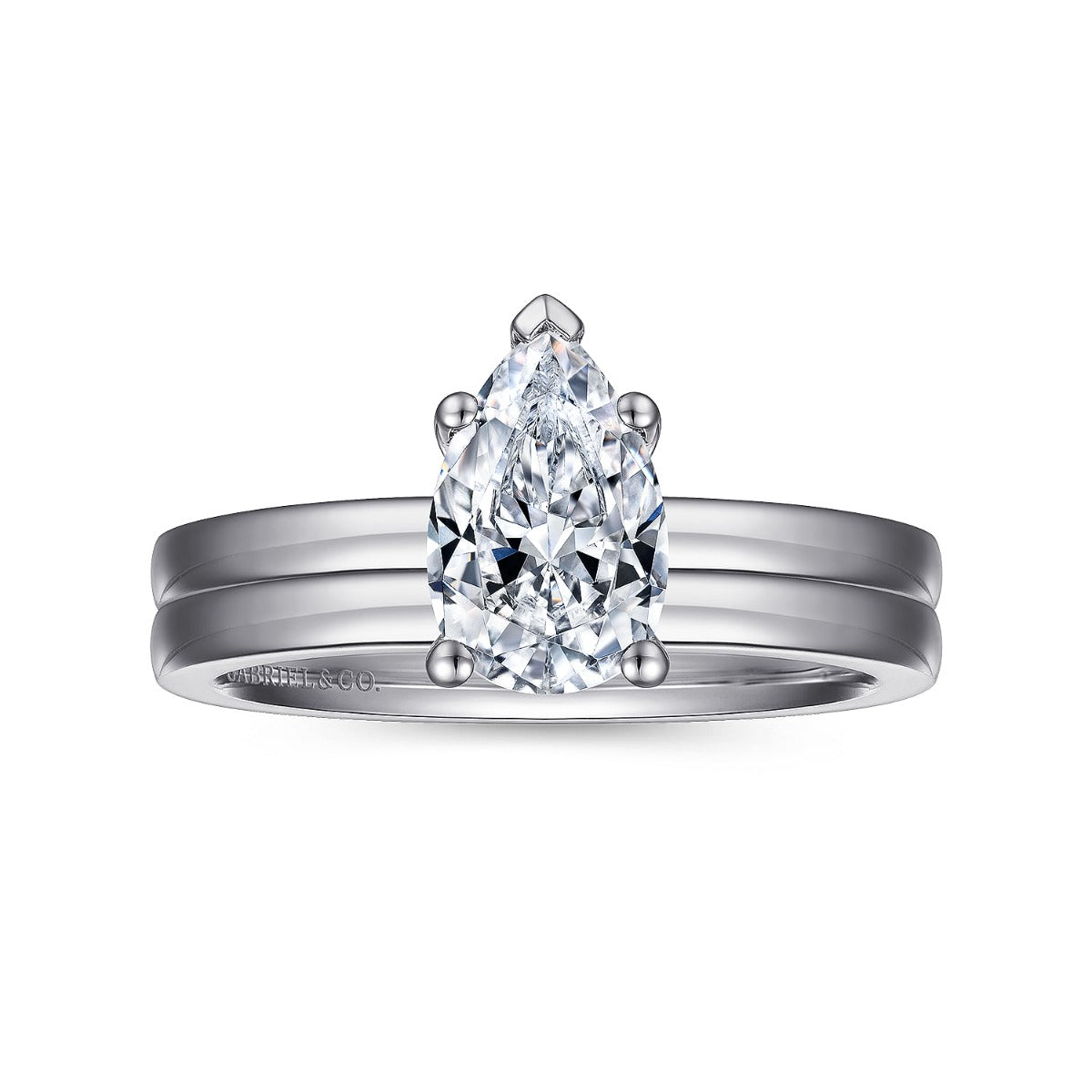 Paula - 14K White Gold Pear Shape Semi-Mount Ring
