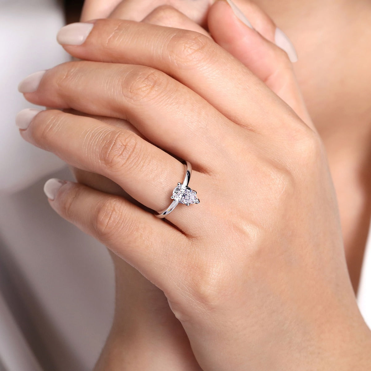Paula - 14K White Gold Pear Shape Semi-Mount Ring