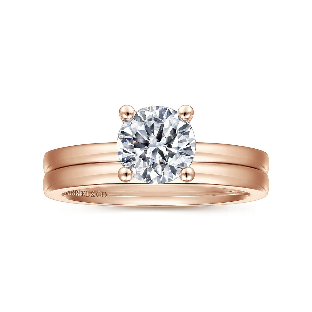 Paula - 14K Rose Gold Round Semi-Mount Ring