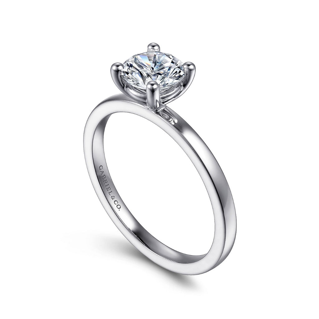 Paula - 14K White Gold Round Semi-Mount Ring