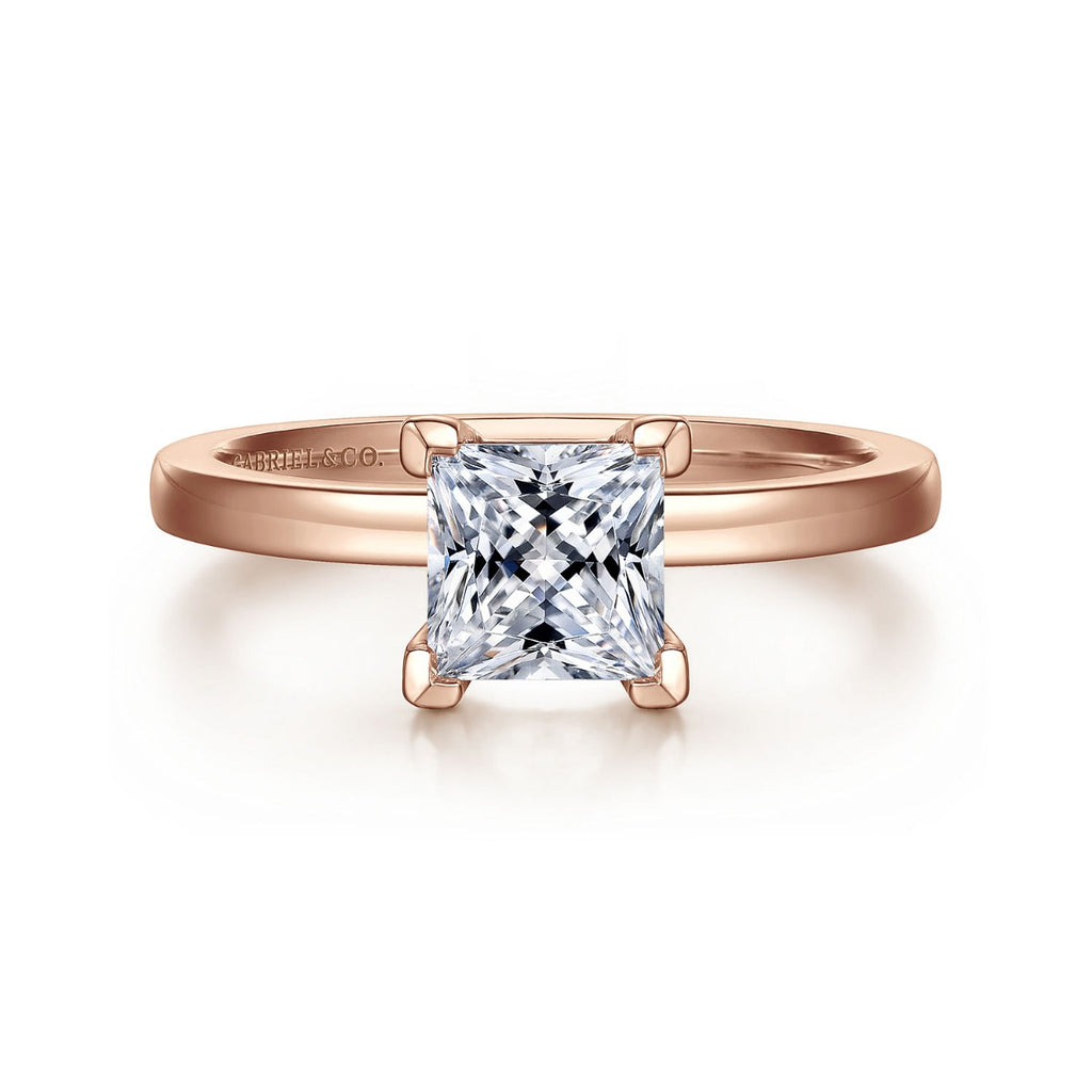 Paula - 14K Rose Gold Princess Cut Semi-Mount Ring