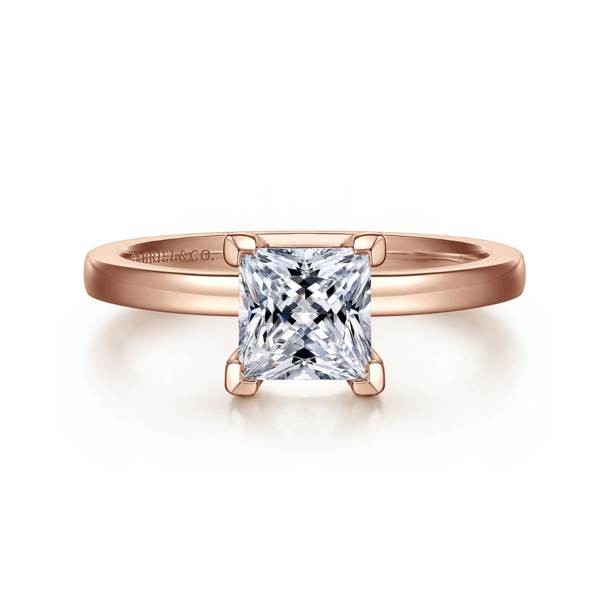 Paula - 14K Rose Gold Princess Cut Semi-Mount Ring
