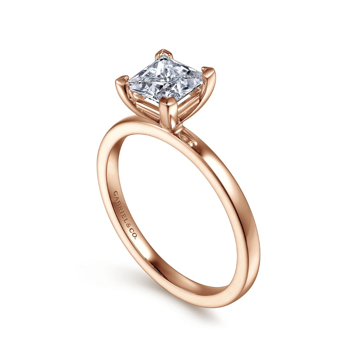 Paula - 14K Rose Gold Princess Cut Semi-Mount Ring