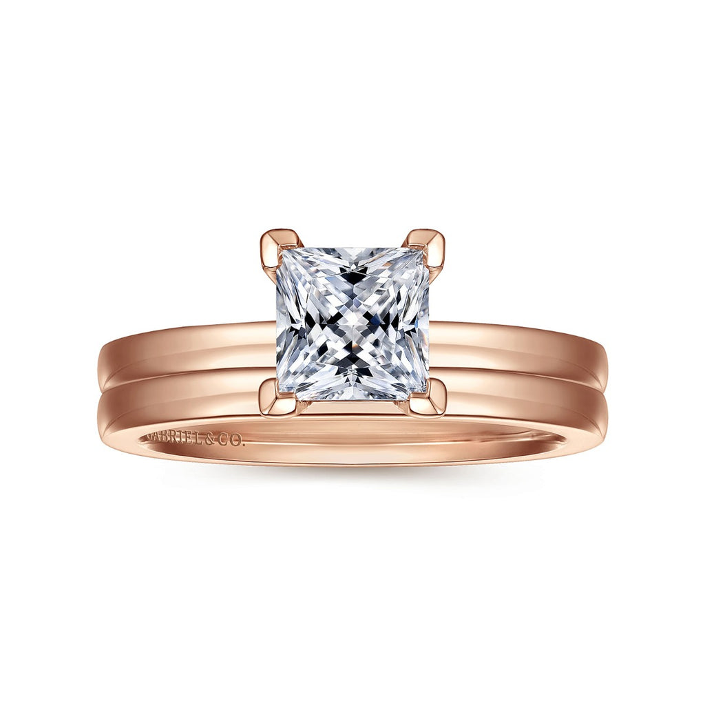 Paula - 14K Rose Gold Princess Cut Semi-Mount Ring