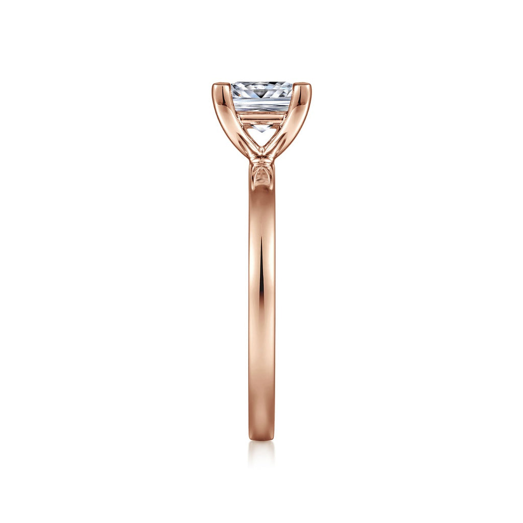Paula - 14K Rose Gold Princess Cut Semi-Mount Ring