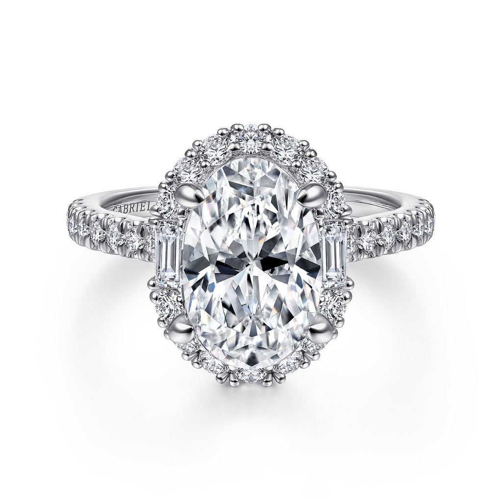Hamilton - 14K White Gold Oval Halo Semi-Mount Ring