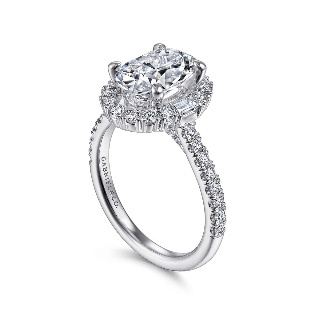 Hamilton - 14K White Gold Oval Halo Semi-Mount Ring