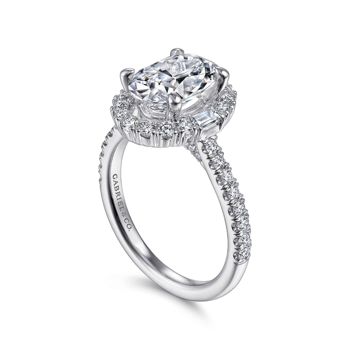 Hamilton - 14K White Gold Oval Halo Semi-Mount Ring