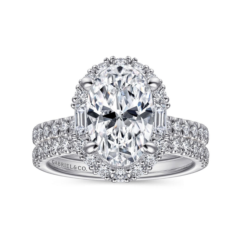 Hamilton - 14K White Gold Oval Halo Semi-Mount Ring
