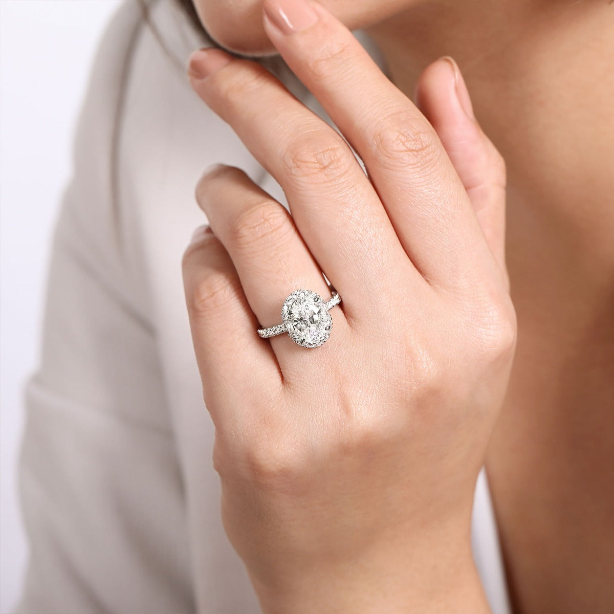 Hamilton - 14K White Gold Oval Halo Semi-Mount Ring