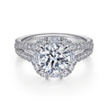 Rainier - 14K White Gold Cushion Halo Round Semi-Mount Ring