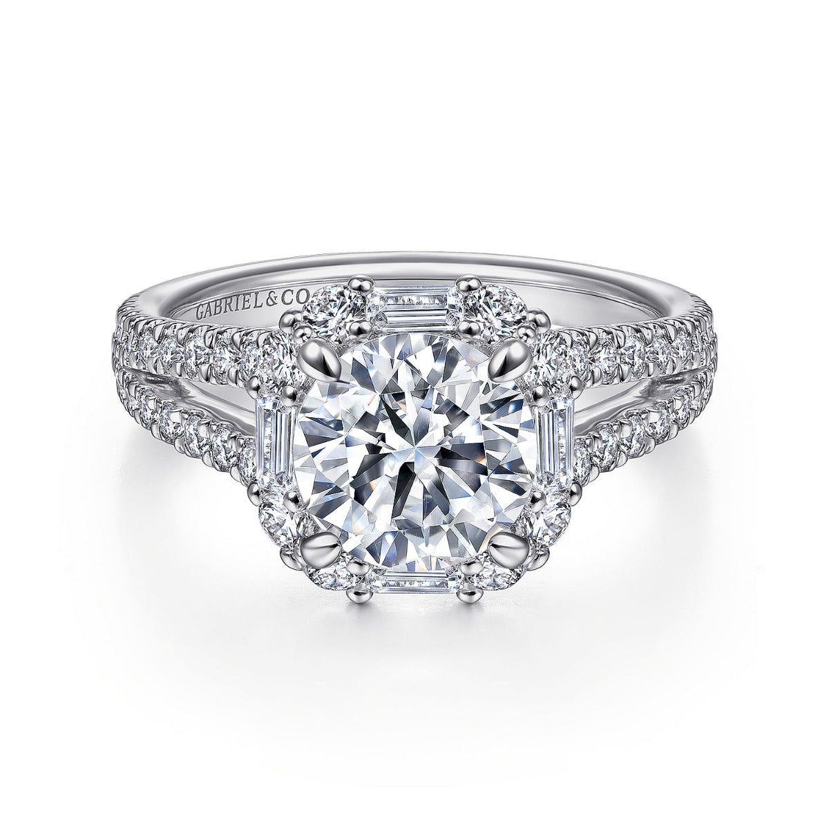 Rainier - 14K White Gold Cushion Halo Round Semi-Mount Ring