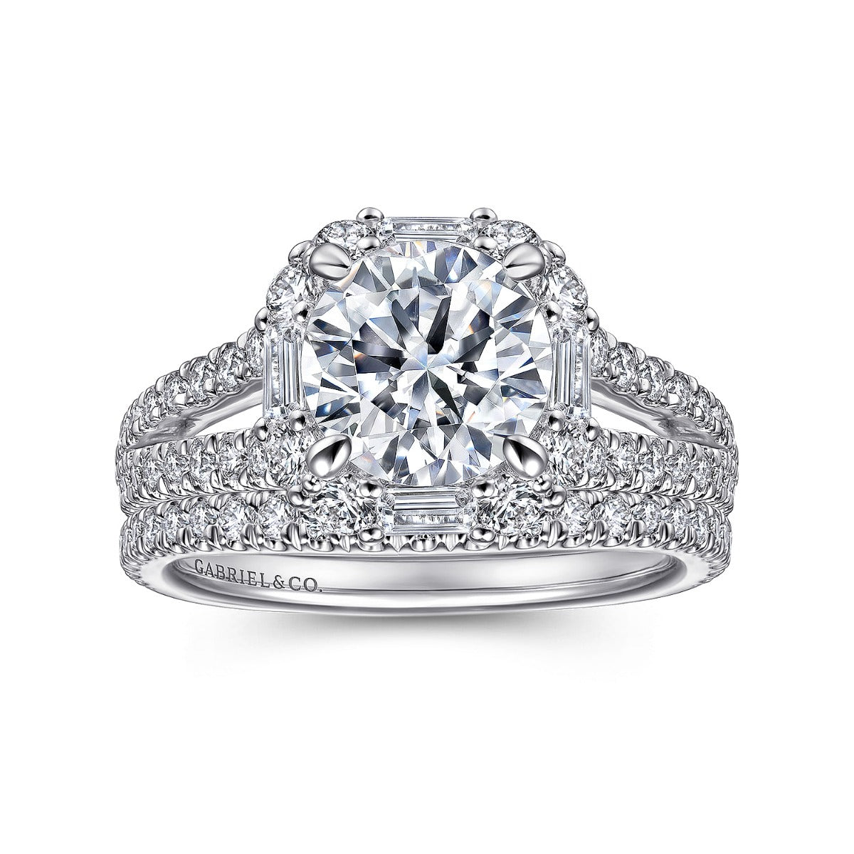 Rainier - 14K White Gold Cushion Halo Round Semi-Mount Ring
