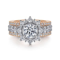 Clarence - 14K White-Rose Gold Fancy Halo Round Semi-Mount Ring