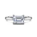 Larissa - 14K White Gold Horizontal Emerald Solitaire Semi-Mount Ring