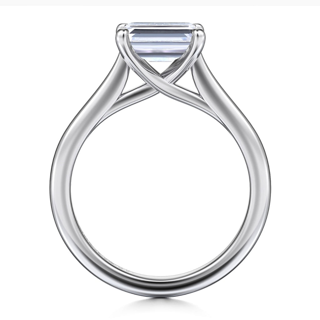 Larissa - 14K White Gold Horizontal Emerald Solitaire Semi-Mount Ring