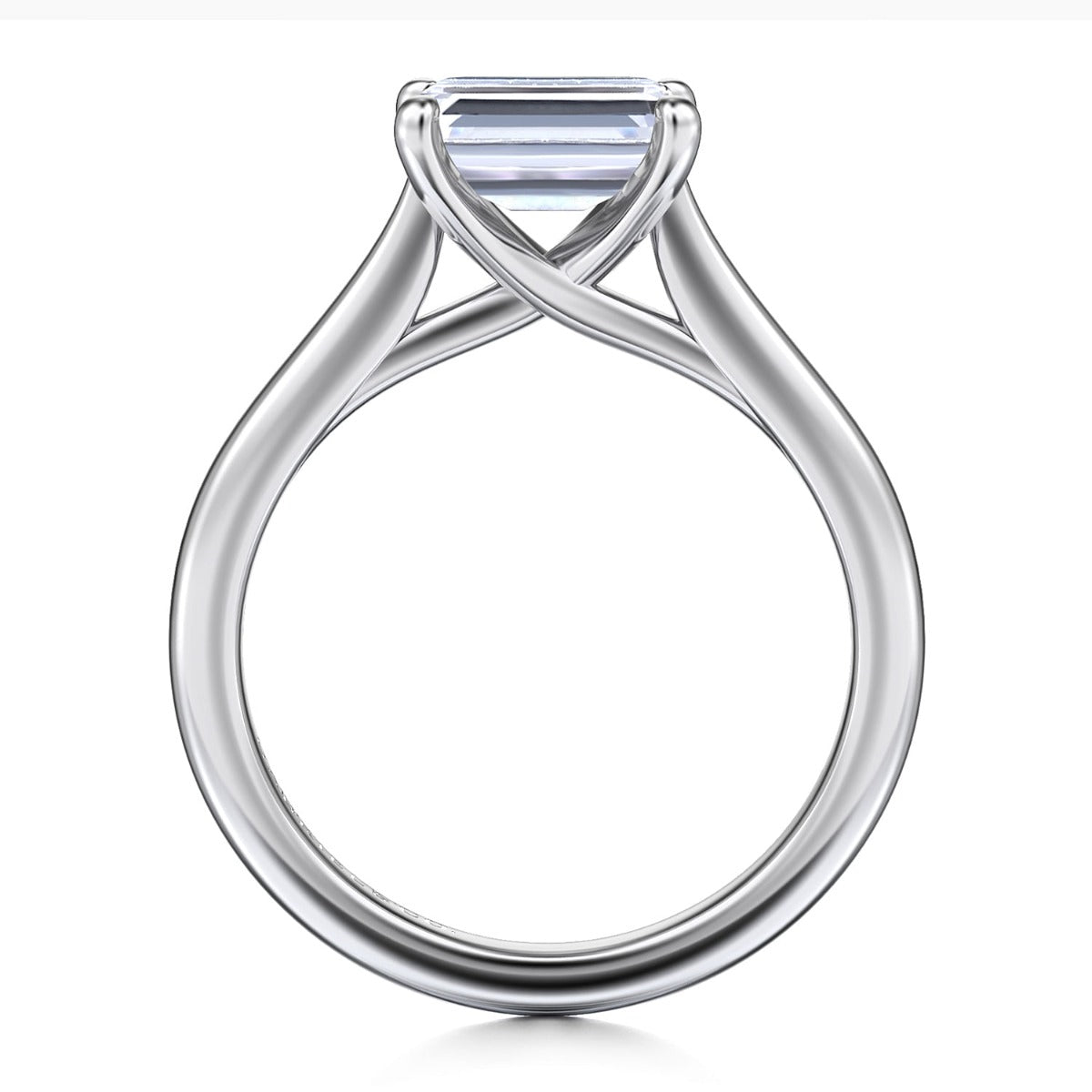 Larissa - 14K White Gold Horizontal Emerald Solitaire Semi-Mount Ring