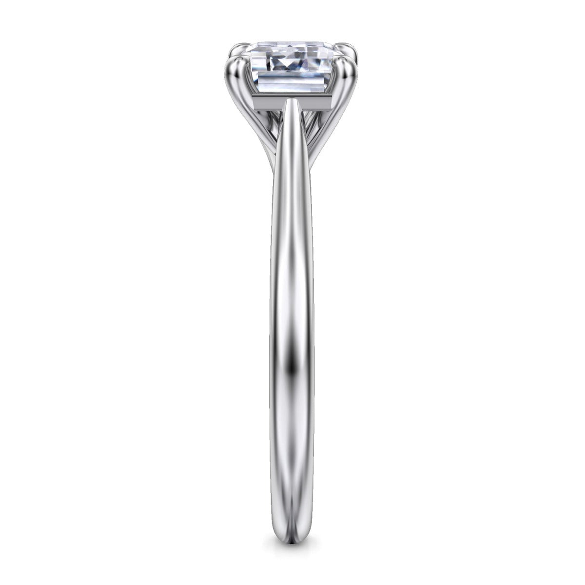 Larissa - 14K White Gold Horizontal Emerald Solitaire Semi-Mount Ring