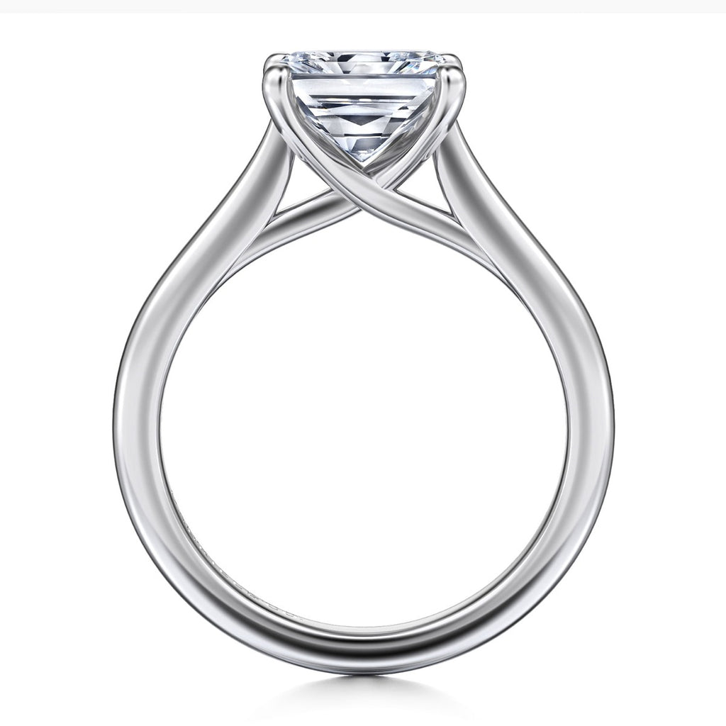 Larissa - 14K White Gold Horizontal Rectangular Radiant Solitaire Semi-Mount Ring