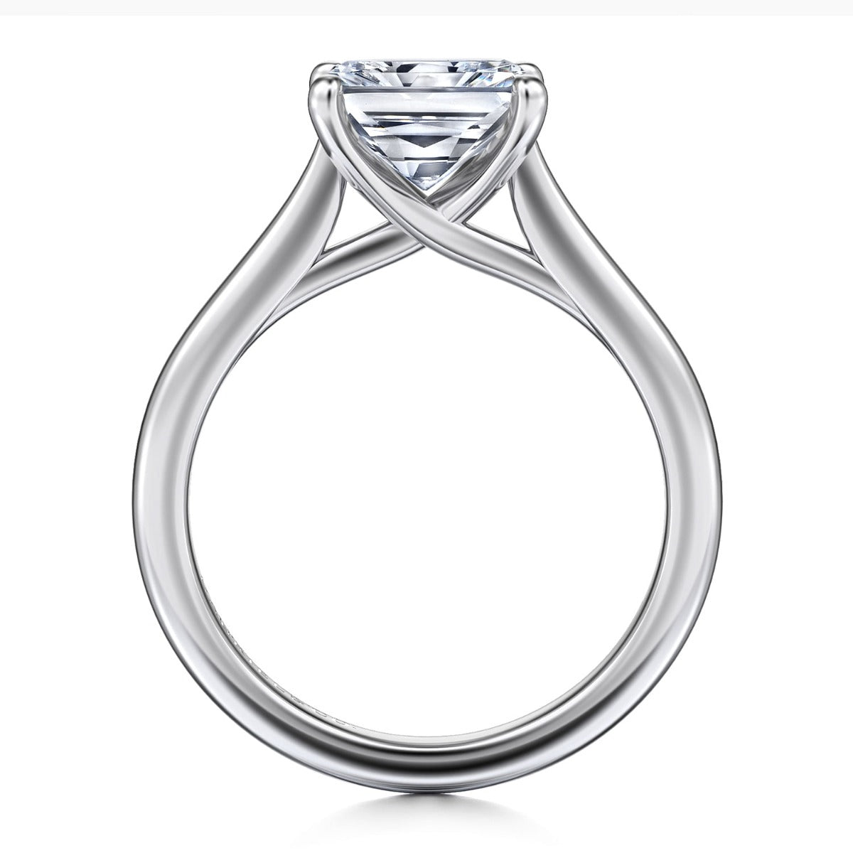 Larissa - 14K White Gold Horizontal Rectangular Radiant Solitaire Semi-Mount Ring
