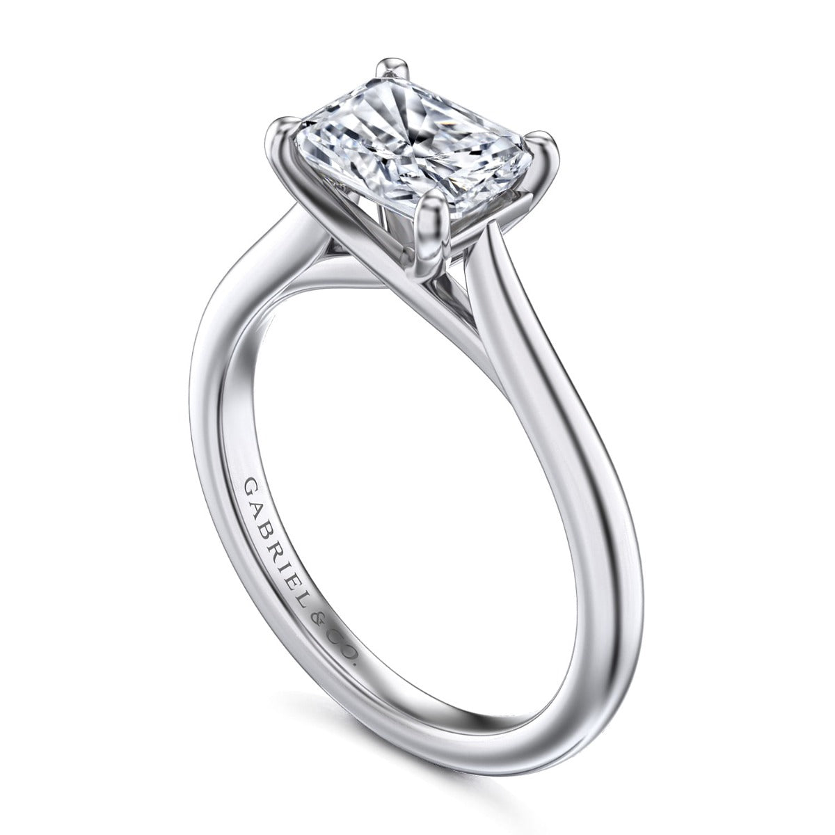 Larissa - 14K White Gold Horizontal Rectangular Radiant Solitaire Semi-Mount Ring