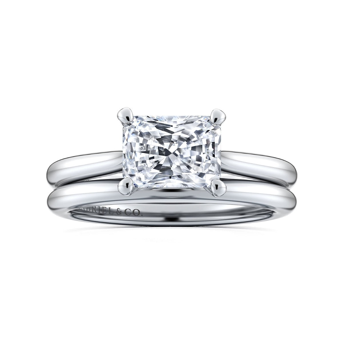 Larissa - 14K White Gold Horizontal Rectangular Radiant Solitaire Semi-Mount Ring