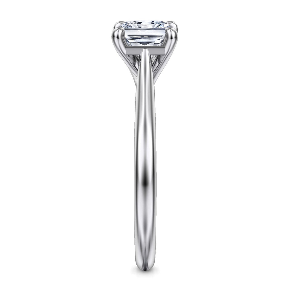 Larissa - 14K White Gold Horizontal Rectangular Radiant Solitaire Semi-Mount Ring
